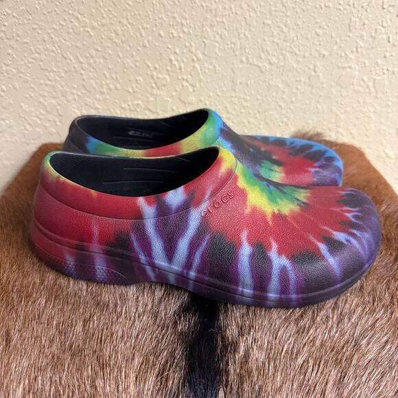 Crocs On The Clock Tie Dye Graphic Dual Comfort Work Clog Slip-On Unisex M8 W10 - Picture 3 of 7